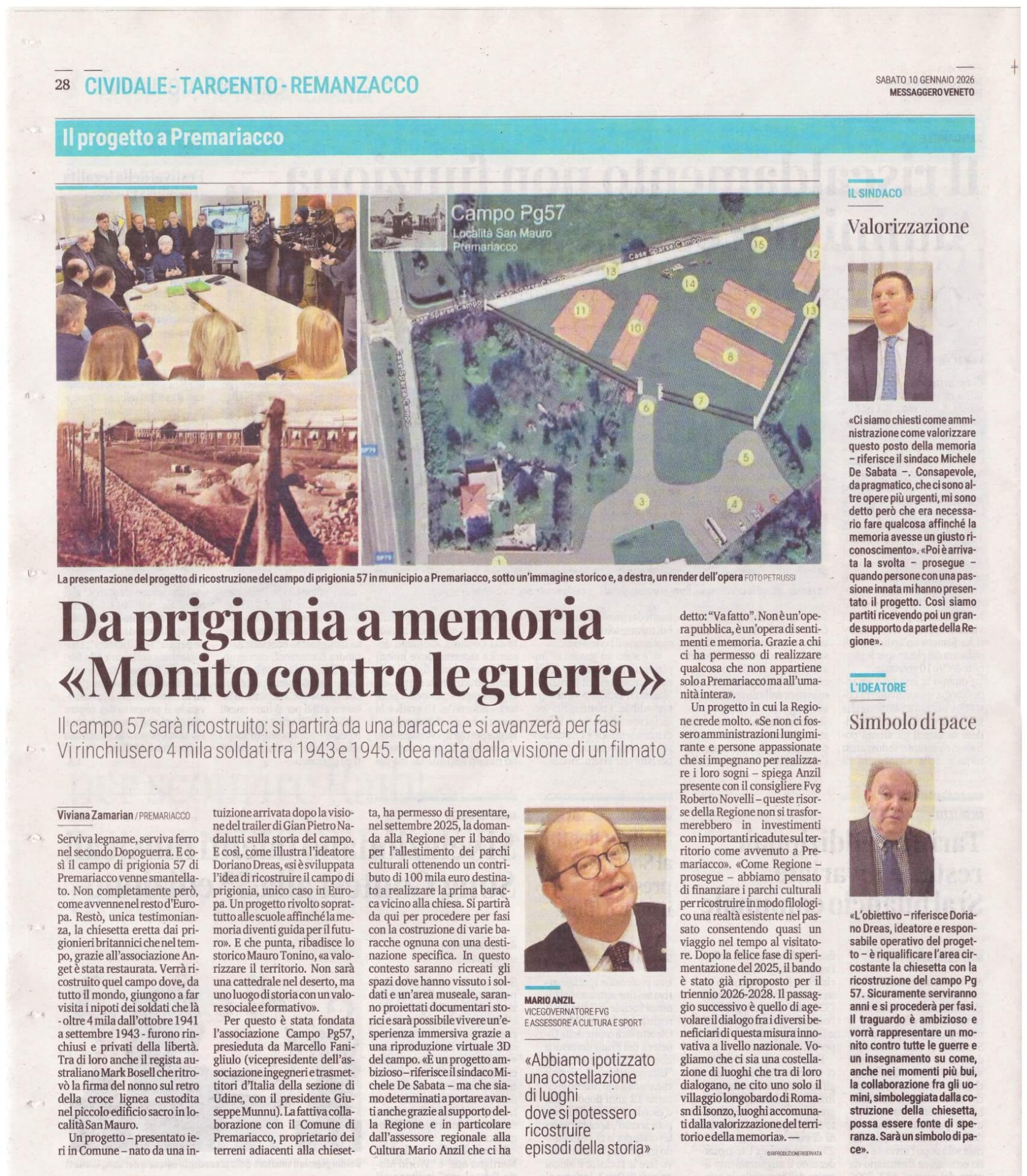 Articolo su "Messagero Veneto" il 10/01/2026